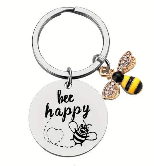Bee happy keychain