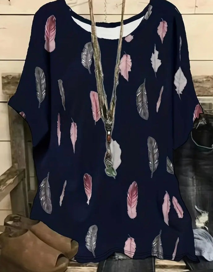 Plus size feather T-shirt