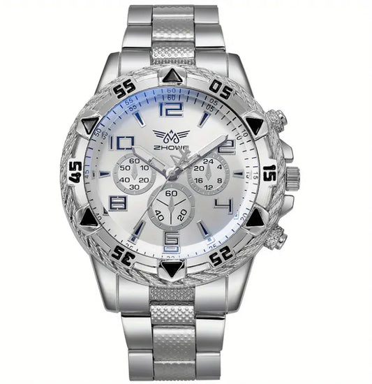 Men’s silver shell alloy watch