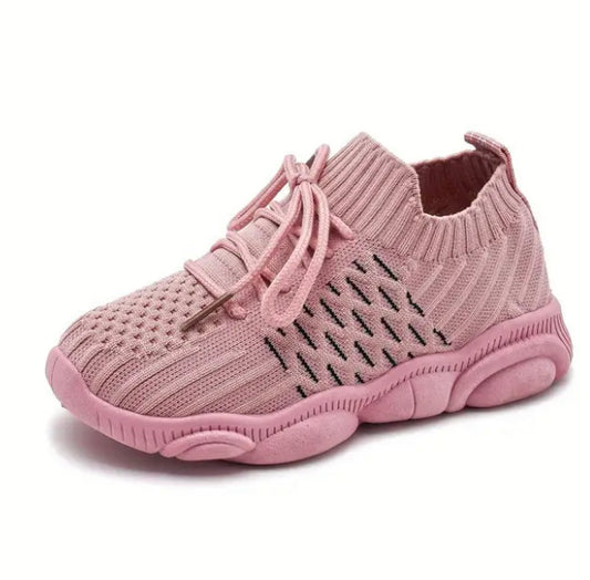 Woven lace up trainers pink