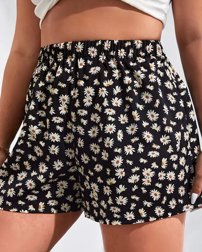 Plus size floral shorts