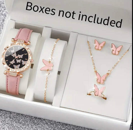 Butterfly watch and jewellery set