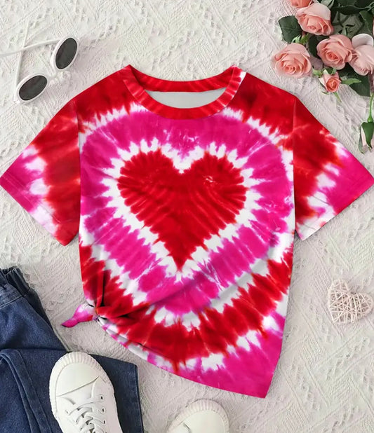 Tie dye heart graphic T-shirt