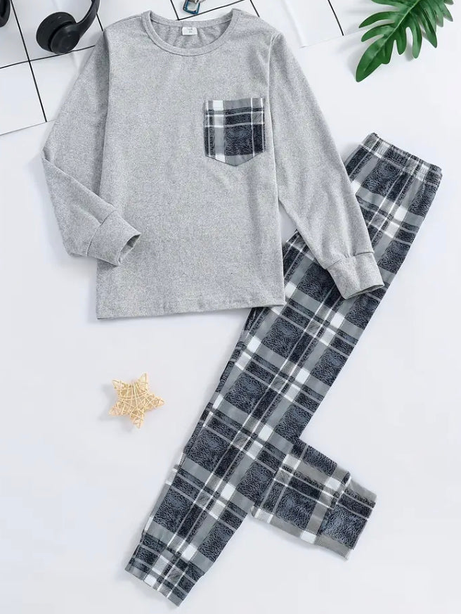Plaid grey pyjama set