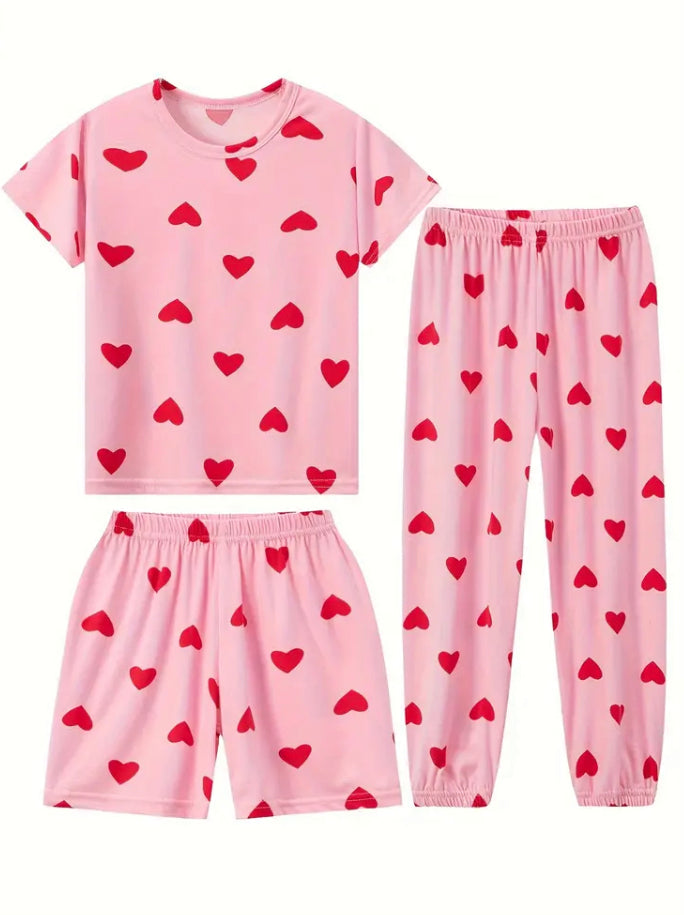 3 piece heart pyjamas set