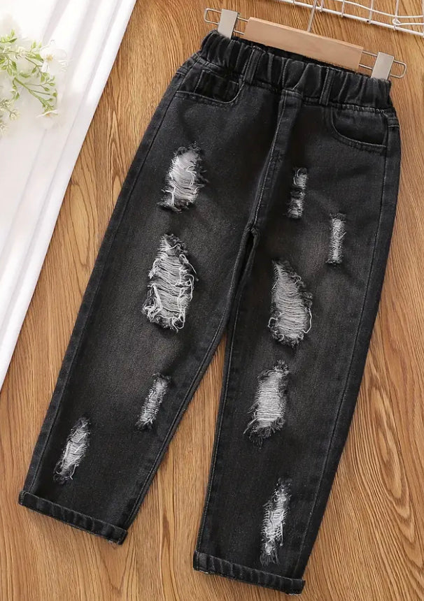 Distressed black jeans