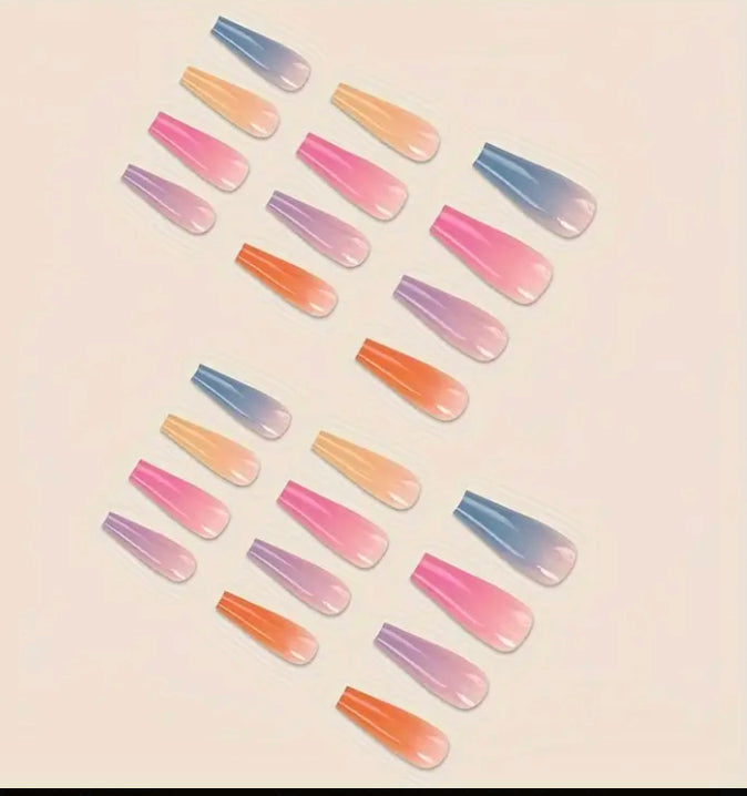 24pc rainbow nails