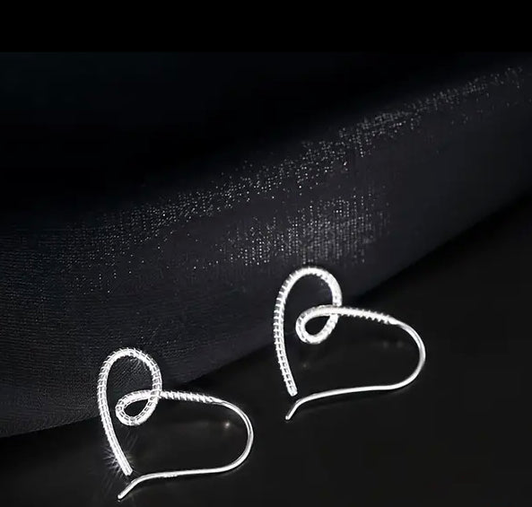 925 heart sterling silver earrings