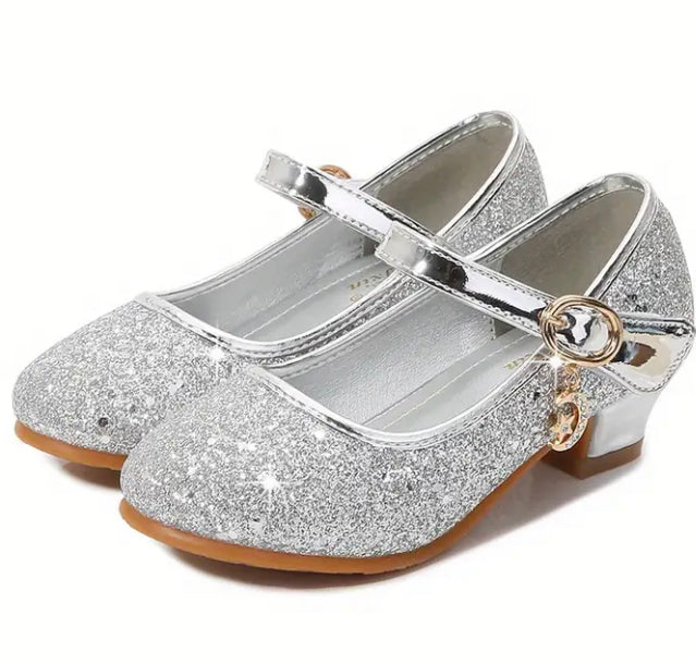 Sequin heels silver
