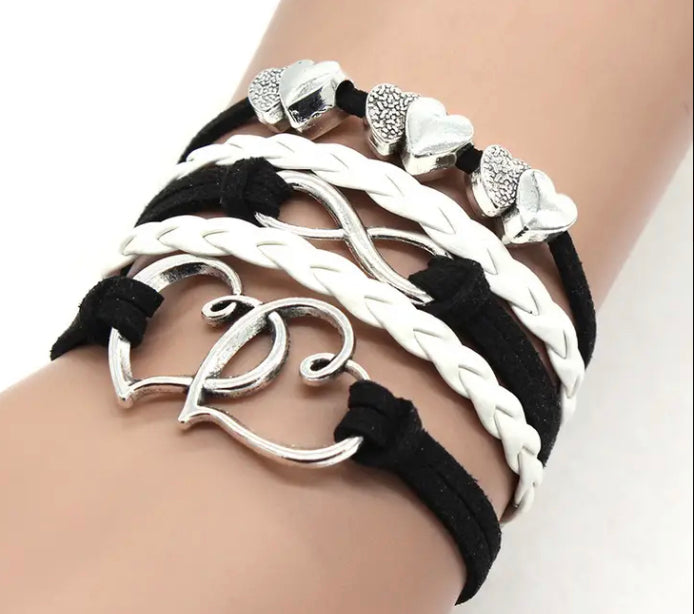 Black multilayer heart bracelet
