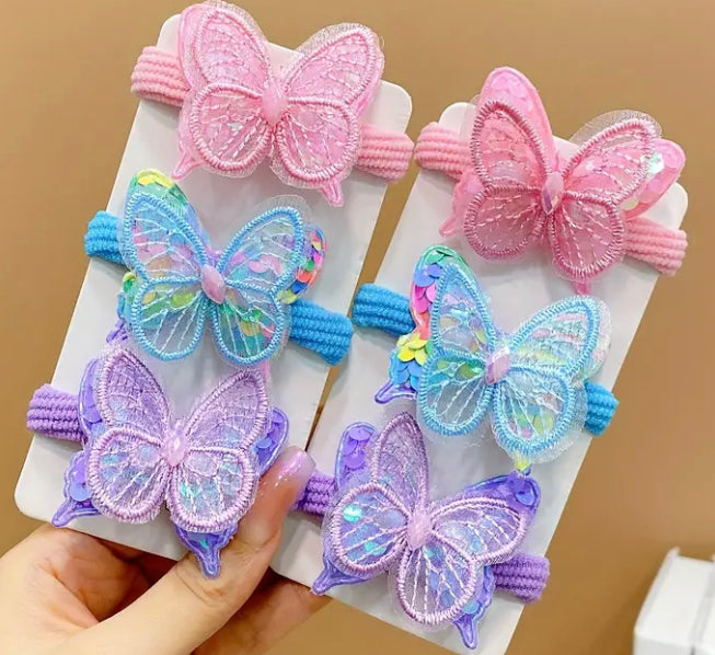 6 piece butterfly hair bands