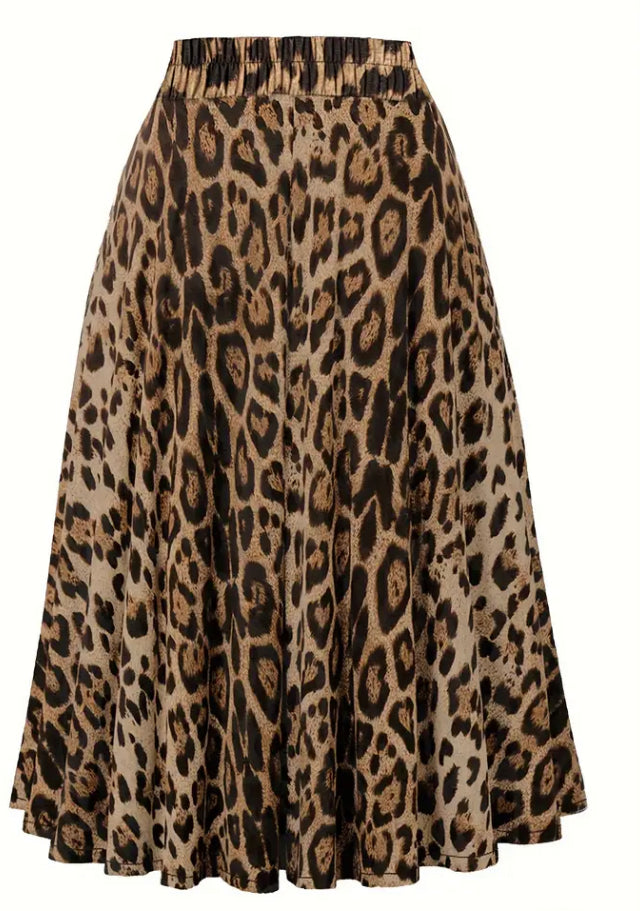 Plus size leopard print skirt