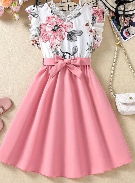 Floral print pink dress