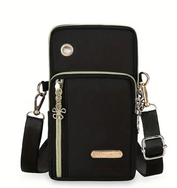 Mini solid colour multi zipper pocket bag