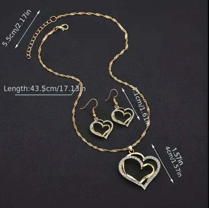 Alloy Heart Necklace & Earring Set