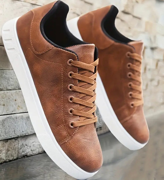 PU leather skate shoes brown