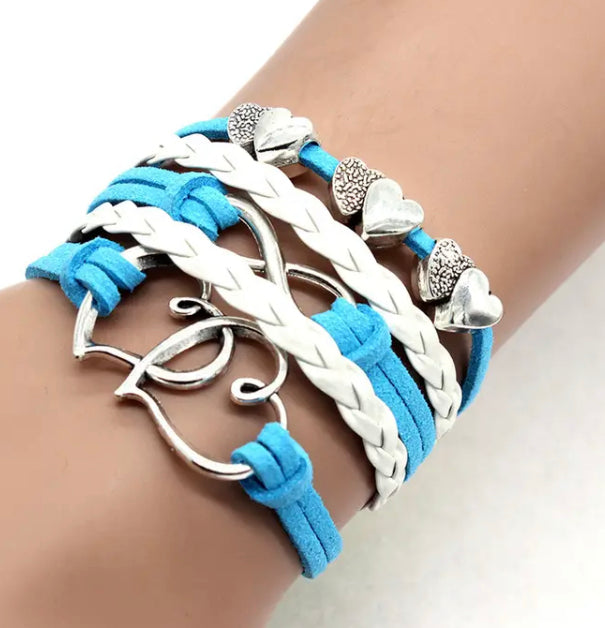 Blue multilayer heart bracelet