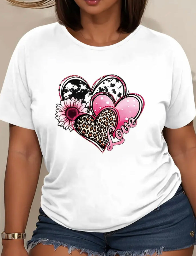 Plus size heart print T-shirt