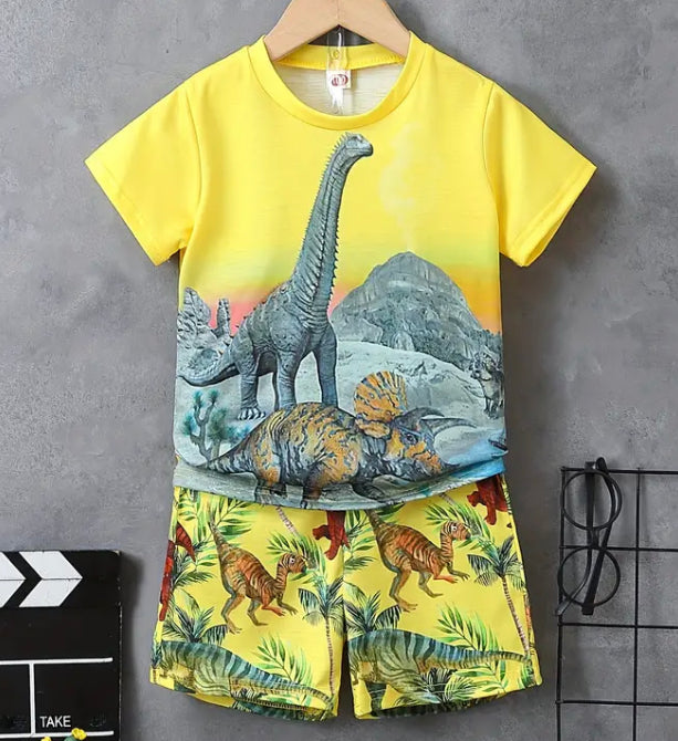 Dinosaur short set yellow