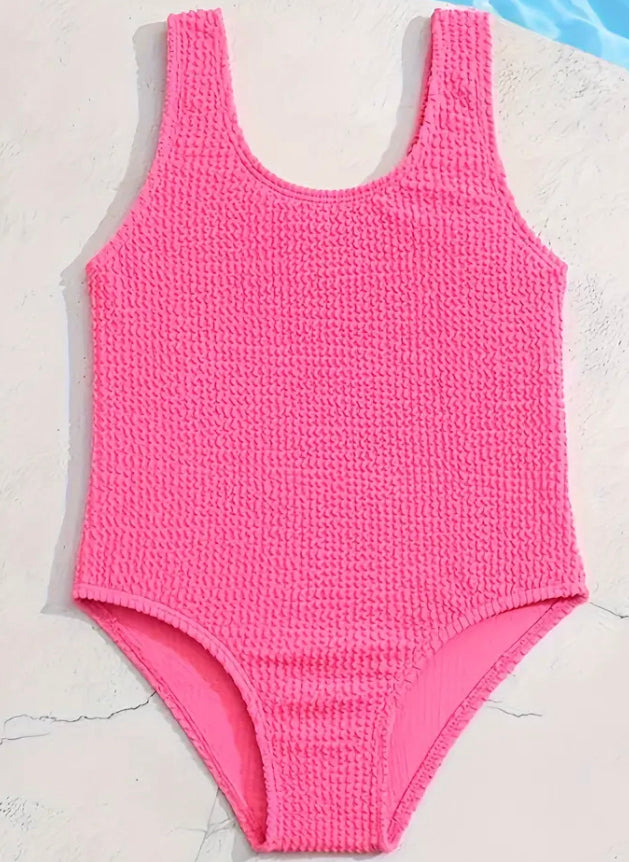 Textured swimsuit rose red