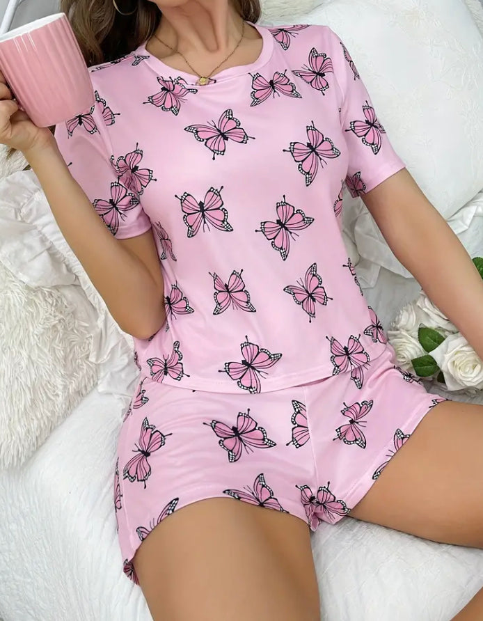Butterfly print pyjama set