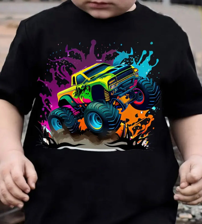 Monster truck printed T-shirt