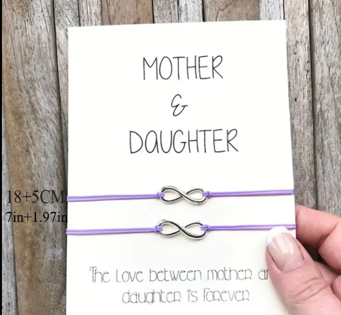 Infinity mother and daughter adjustable bracelet
