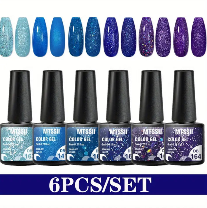 6pc gel set blue/purple