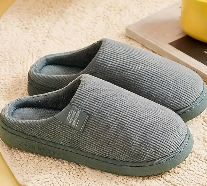 Lined grey slippers