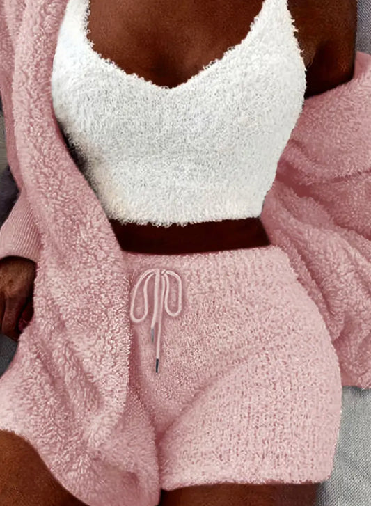 Fuzzy 3pc pyjama set pink