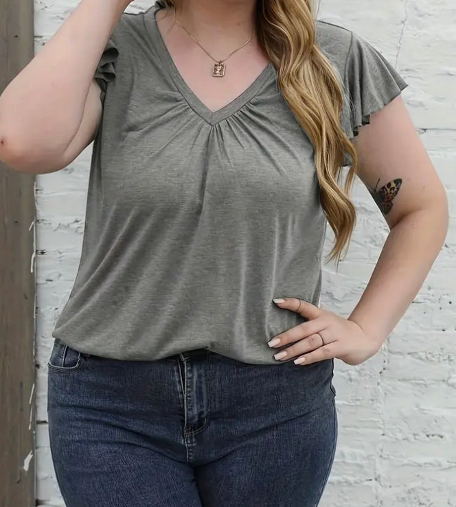 Plus size casual grey T-shirt