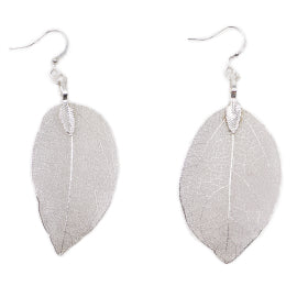 Bravery Leaf Earrings-Silver