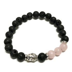 Lava Stone Bracelet- Buddha Rose Quartz