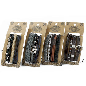 Men’s Bracelet Random One Set- Metal/Leather
